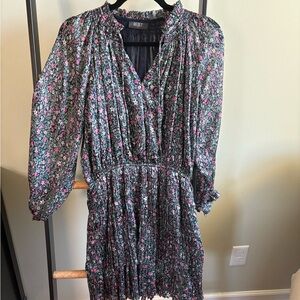 The Reset Blue and Purple A-line Mini Dress with Bishop Sleeves